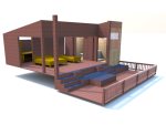 Projet 3D d'un ecolodge (vue de face)